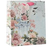 Design By Violet Sakura Beautiful Floral Chinese Garden Paper Gift Bag With Matching Gift Tag Spring Birthday Mother's Day Easter Valentines Medium