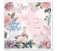 Design By Violet Sakura Love To A Special Friend Thoughtful Greeting Card For Her Love Best Wishes Gift Present Blank Inside With White Envelope Stylish Floral Design 15cm x 15cm