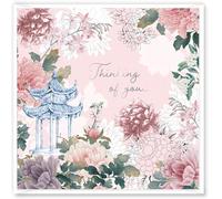 Design By Violet Sakura Thinking of You Thoughtful Greeting Card For Her Love Best Wishes Gift Present Blank Inside With White Envelope Stylish Floral Design 15cm x 15cm