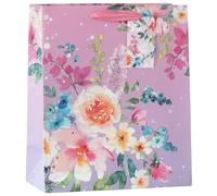 Design By Violet Summer Blooms Beautiful Floral Paper Gift Bag With Matching Gift Tag Spring Flowers Birthday Mother's Day Easter Valentines Medium