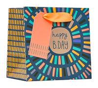 Design By Violet Sunburst Extra Small Gift Bag - Colourful Jazzy Design with Happy Birthday Message - Vibrant Birthday Gift Bag, Perfect for Birthdays