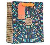 Design By Violet Sunburst Medium Gift Bag - Colourful Jazzy Design with Happy Birthday Message - Vibrant Birthday Gift Bag, Perfect for Birthdays