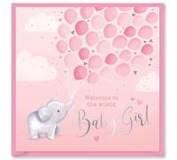 Design By Violet Welcome to the World Baby Girl Greeting Card Baby Shower New Born Card Thoughtful Present Blank Inside With Pink Envelope Stylish Design 15cm x 15cm