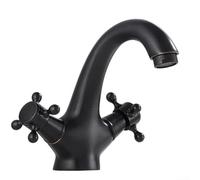 Design Classic Brass Dual Handle Bathroom Faucet Featuring a Convenient Swivel Mechanism (Black)