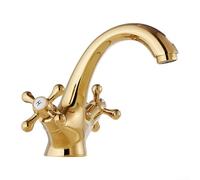 Design Classic Brass Dual Handle Bathroom Faucet Featuring a Convenient Swivel Mechanism (Gold)