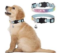 Design Dog Collar 2 Adjustable Sizes, Personalised Colour, Rhinestone Cat Collars with Tie, Girls Cat Collar with Metal Buckle, Adjustable Braided (Light Blue, XS)