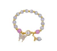 Design Extended Sense Crystal Bracelet Butterfly Bracelet Female Transfer Pearl Hand Jewellery Gift Leather Bracelet Men Engraving, one size, Artificial Crystal, No Gemstone