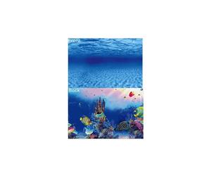 (Design F - Water/Fish, Size 2 - 60 x 49cm) SuperFish Deco Poster Aquarium Background