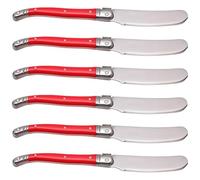 Design French, Butter Knife Set 6 Pcs Red, Handle Red Plastic, Spreaders Cheese 420 Steel Stainless, Sausage, Butter, Jam Ideal For