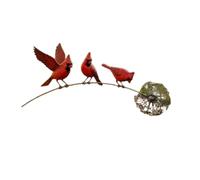 Design Garden Stake Dandelions Wire Sculpture, Red bird | Creative Design, Wire Art Figure, Nature-Inspired Decor, for Outdoor Planter Flower Bed