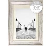 Design Group 2 x White Solitaire Shabby Chic Distressed Wood Styrene Photo Frames 4x6