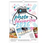 DESIGN GROUP 2026 Insert Your Own Photos A4 Spiral Bound Wall Hanging Calendar Photo Favourites