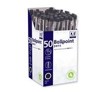 Design Group Box 50 Smooth Writing Rubber Grip Retractable Ballpoint Pens Black