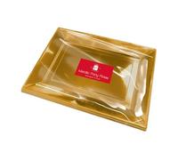 Design Group Metallic Gold Plastic Rectangle Party Serving Plates 38cm - Pack of 2 Large Buffet Trays for Parties, Events & Celebrations