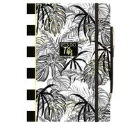 Design Group,Monochrome,PNPF A5 Palm Leaf Notebook Lined Paper Notepad Diary Planner with Pen