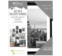 Design Group Photo Picture Frame Set Of 8 Black Styrene Wall Mount Freestanding Gallery