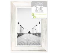Design Group White Solitaire Shabby Chic Distressed Wood Styrene Photo Frames 4x6