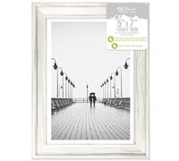 Design Group White Solitaire Shabby Chic Distressed Wood Styrene Photo Frames 5x7