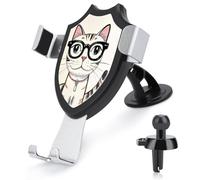 Design Hipster Cat Kitten Glasses Universal Car Phone Holder Upgraded 3-in-1 Car Phone Holders Mount Smartphone Mount Cell Phone Car Mounts with Suction Cup for Car Dashboard Windshield Air Vent