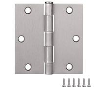 Design House 181479 Door Hinge in Satin Nickel, 3-1/2-Inch, Square Corner, 3-Pack, 3.5 x 3.5 Standard