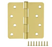 Design House 181511 8-Hole 4" x 4" 1/4 3-Pack, Satin Brass, 4-inch 1/4-inch Radius Door Hinge