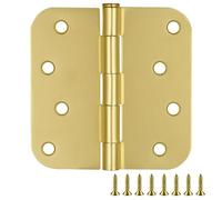 Design House 181586 8-Hole 4" x 4", 5/8" Radius Door Hinge, Satin Brass, 10-Pack Standard