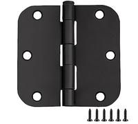Design House 188912 6-Hole 3 1/2" x 3 1/2", 5/8" Radius Hinge, 10-Pack, Matte Black