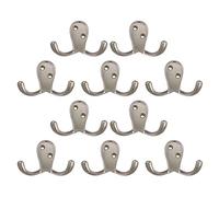 Design House 207761 Wall-Mounted Double Hook for Coat Hat, Towel Robe in Bathroom or Closet Satin Nickel 10-Pack