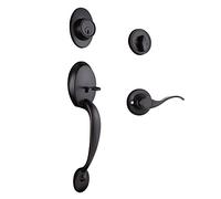 Design House 778910 Coventry Door Handleset with Springdale Interior Lever and Single Cylinder Deadbolt Matte Black