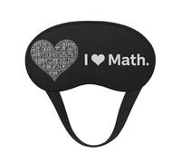 Design I Love Math Heart Black Blackout Sleep Mask 7.7 x 3.9 Inches | Silky Soft Blackout Breathable Eye Cover Comfortable Elasticity Sleep Aid Night Blindfold Unisex For Sleeping Travel