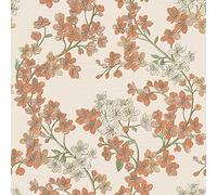 Design id Beige Cherry Blossom Floral Print Orange Petals Vinyl Wallpaper