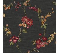 Design ID Black Red Floral Wallpaper Textured Embossed Metallic Paste The Wall Vinyl