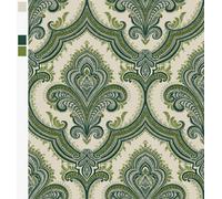 Design ID Did Damask Green Heavy Weight Vinyl Wallpaper