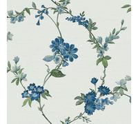 Design ID Duck Egg Blue Floral Wallpaper Textured Embossed Metallic Paste The Wall Vinyl