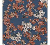 Design ID Grace Blossom Navy/orange Wallpaper
