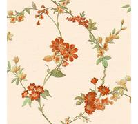 Design ID Orange Cream Floral Wallpaper Textured Embossed Metallic Paste The Wall Vinyl