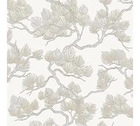 Design ID Paste The Wall Iridescent White Silver Pine Tree Wallpaper