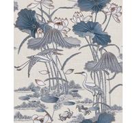 Design ID Tapestry Lotus Pond Blue/grey Wallpaper