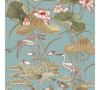 Design ID Tapestry Lotus Pond Teal Wallpaper TP422704 - Offset Pattern, 60cm Repeat, Paste-the-Wall Vinyl, Washable, 10m x 52.8cm