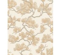 Design ID Wall Fabric Oriental Pine Cream/gold Wallpaper