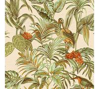 Design ID Wallpaper DE120013 Wallstitch Bird of Paradise Green Orange & Gold