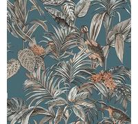 Design ID DID Bird of Paradise Dark Blue & Silver Wallpaper One Size Blue
