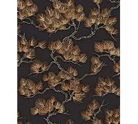 Design ID Wallpaper WF121015 Fabric Pine Tree Black & Gold