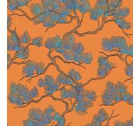 Design ID Wallpaper WF121016 Fabric Pine Tree Orange & Blue