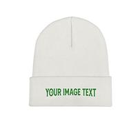 Design Knitted hat for Men Women Add Your Own Image Cuffed Beanie Hat White