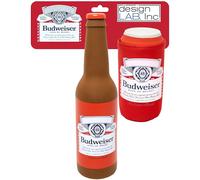 design LAB, Inc. Budweiser Beer Dog Toy | Squeaky Toy Rubber Beer Bottle & Can with Drink Cozy 2 Pack Set of Toys | Interactive Dog Toys for Chewing, Fetch, and Fun