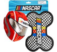 design LAB, Inc. NASCAR Official Merchandise | Dog Toy Bundle with Ballistic Race Car Helmet & Logo Bone | Interactive Dog Chew Toys with Hidden Spike Ball | NASCAR Pet Toys to Chew, Toss & Cuddle