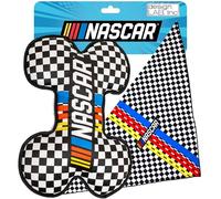 design LAB, Inc. NASCAR Official Merchandise | NASCAR Toy Bone Plush & Bandana, Large | Soft Squeaky Pet Toy for Dogs Gift Set