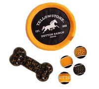 design LAB, Inc. Yellowstone Official Merchandise Outdoor Toys for Dogs - Bundle Gift Set | 4 Squeaky Dog Tennis Balls for Fetch, Frisbee Disc, and Durable Chew Bone for Dogs