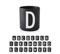 Design Letters 10204000D Personal Porcelain Cup A-Z (Black) -D, Fine Bone China
